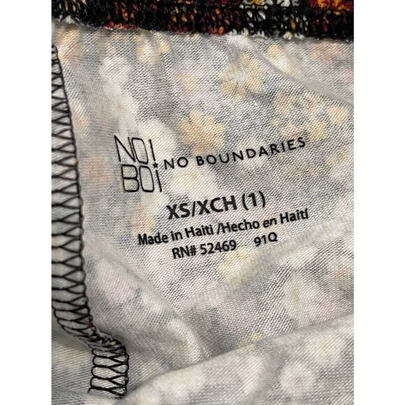 No Boundaries NOBO Floral Print Leggings Pull On Stretch Black XS Extra Small - Picture 2 of 9
